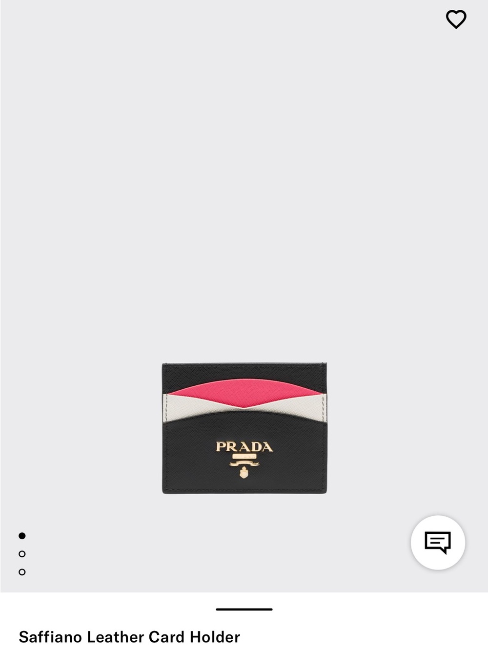 Prada Colorblock Saffiano Card Holder in Black, White & Pink